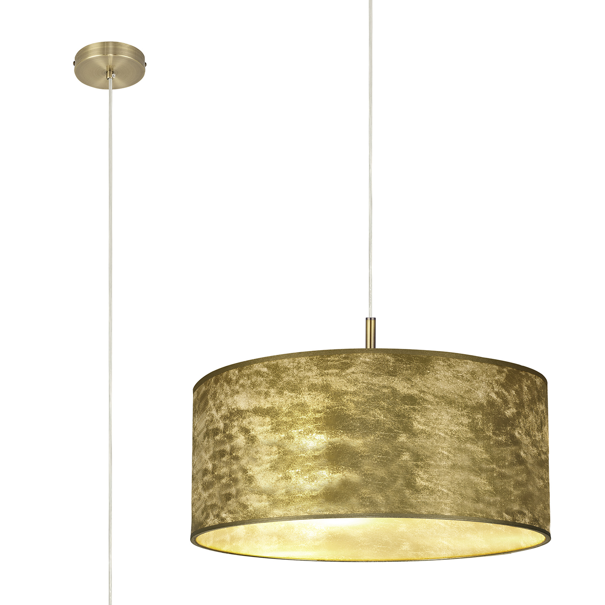 DK0851  Baymont 60cm 5 Light Pendant Antique Brass, Gold Leaf